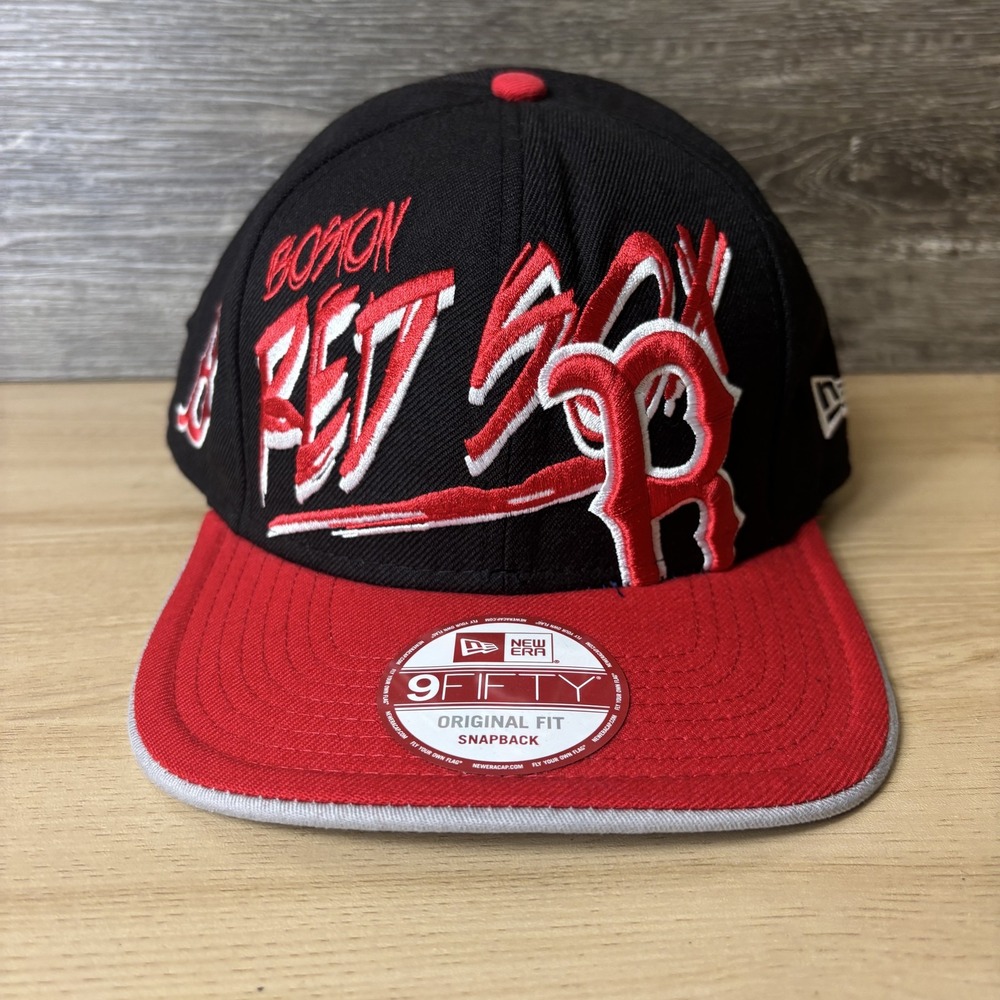 Boston Red Sox Hat Cap Snap Back Black Red MLB Baseball Mens New Era